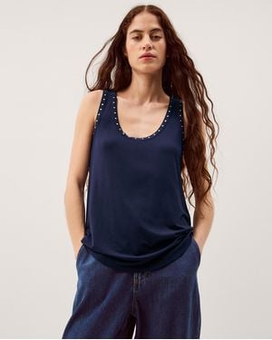 Monsoon Sabia Stud Jersey Cami Top - Blue