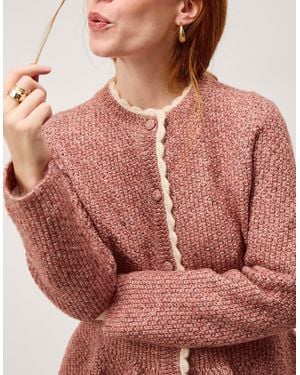 Monsoon Suki Scallop Peplum Cardigan - Pink