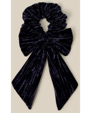 Monsoon Velvet Bow Hair Scrunchie - Blue