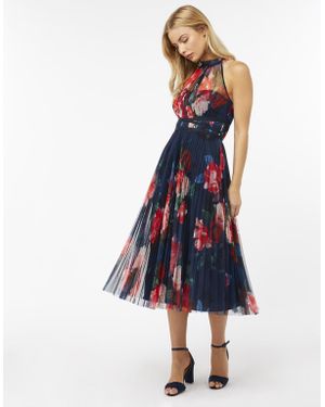 Monsoon Rosa Mesh Midi Dress - Blue