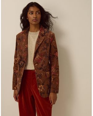 Monsoon Princella Floral Corduroy Blazer Brown