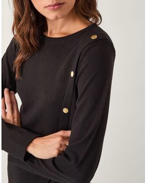 Monsoon Bonnie Asymmetrical Button Jumper Black