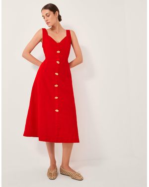Monsoon Nell Sleeveless Midi Dress Red