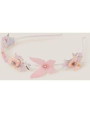 Monsoon Floral Butterfly Embellished Metal Headband - Pink