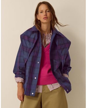 Monsoon Elfie Check Print Jacket Blue - Purple