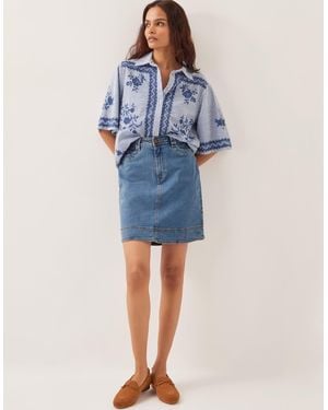 Monsoon Cecelia Denim Mini Skirt Blue