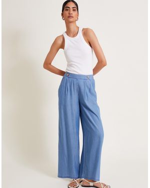 Monsoon Peri Wide Leg Trousers Blue