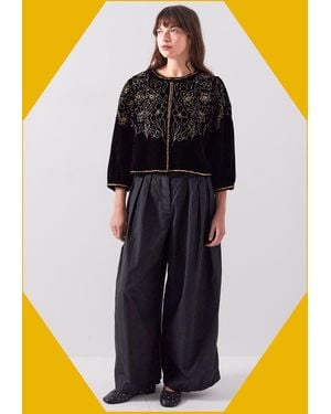Monsoon East Laurie Embroidered Velvet Jacket Black