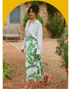 Monsoon One Hundred Stars Giant Willow Print Maxi Skirt Green - Yellow