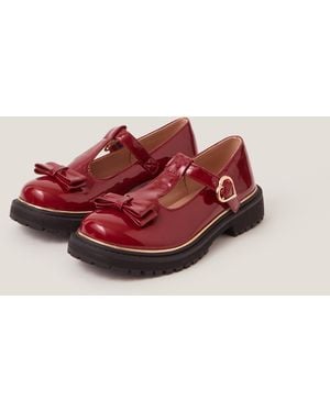 Monsoon Bow Patent Mary Jane Brogues Red
