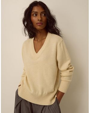 Monsoon Vikki V-neck Jumper Yellow - Natural