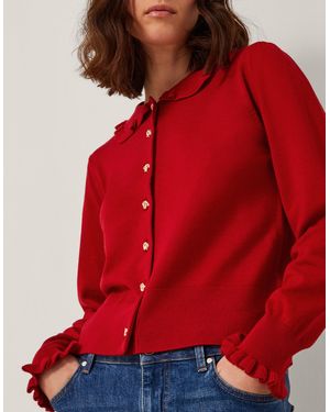 Monsoon Clea Frill Collar Cardigan Red