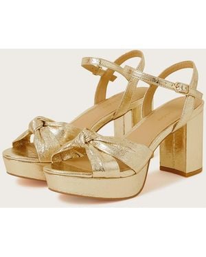 Monsoon Metallic Twist Platform Heels - Natural
