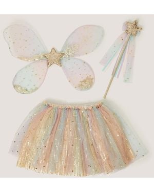 Monsoon Sequin Rainbow Fairy Dress Up Set - Natural