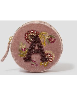 Monsoon Initial Embellished Coin Purse Pink