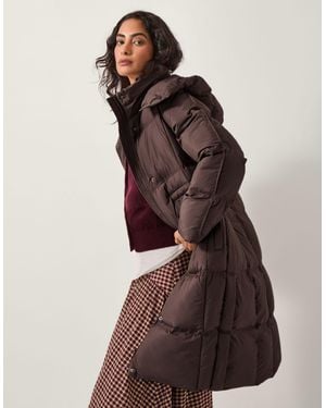 Monsoon Molly Long Puffer Coat Brown