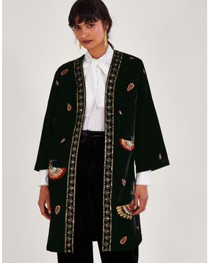 Monsoon Baylie Embellished Velvet Kimono Black
