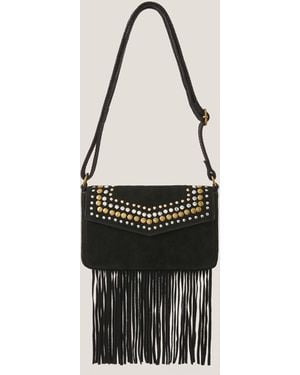 Monsoon Zora Suede Fringe Crossbody Bag - White
