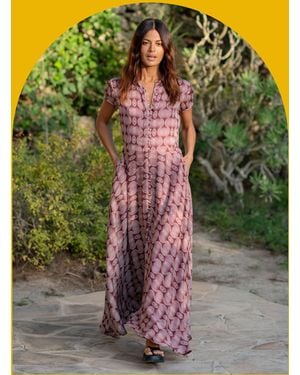 Monsoon Lyrical Sisters Hourglass Print Maxi Dress Brown
