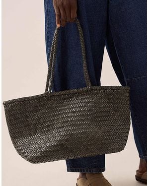 Monsoon Ellyla Amora Woven Leather Tote Bag - Blue