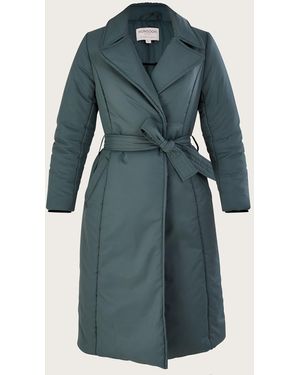 Monsoon Nina Padded Trench Coat Green - Blue