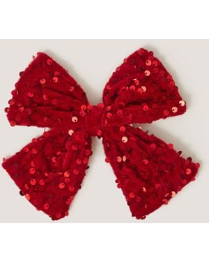 Monsoon Sequin Velvet Bow Clip Red