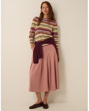 Monsoon Shiloh Stretch Corduroy Midi Skirt Pink - Natural