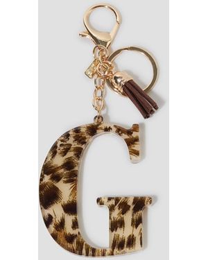 Monsoon Leopard Print Resin Initial Keyring Brown - White