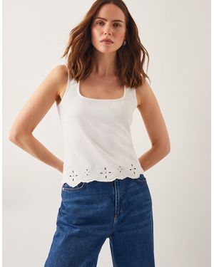 Monsoon Cara Cutwork Cami Top Ivory - White