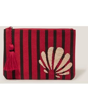 Monsoon Shell Embroidered Stripe Pouch