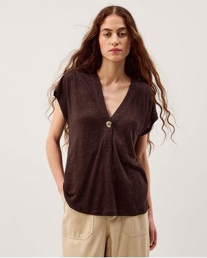 Monsoon Lucy Linen T-shirt Brown