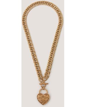 Monsoon Heart Padlock T-bar Necklace - Natural