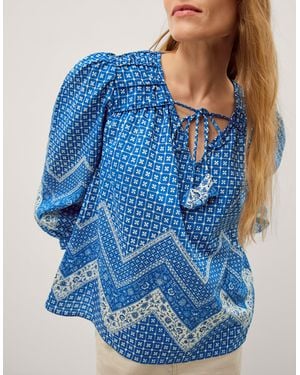Monsoon Iggy Floral Print Blouse Blue