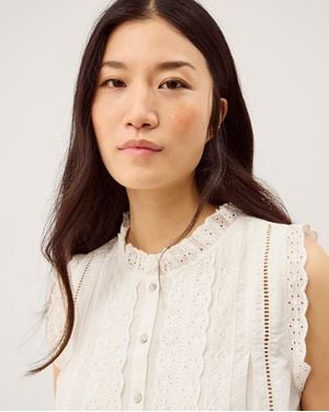 Monsoon Trish Sleeveless Frill Top - Natural