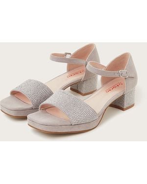 Monsoon Suedette Stud Platform Heels Silver - Natural