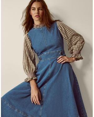 Monsoon Ella Sleeveless Denim Midi Dress Blue