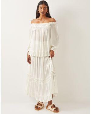 Monsoon Bryony Embroidered Maxi Skirt White - Natural
