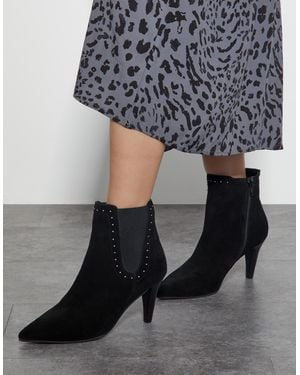 Monsoon Oriana Suede Stud Heeled Boots Black - Grey