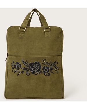 Monsoon Beth Embroidered Corduroy Backpack - Green