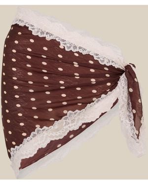 Monsoon Elin Polka Dot Lace Silk Scarf - Brown