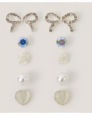 Monsoon 5-pack Bow & Pearl Stud Earrings - Natural
