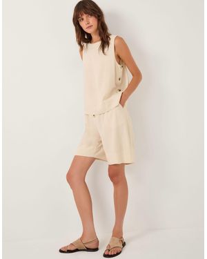 Monsoon Lucy Linen Blend Longline Shorts Natural
