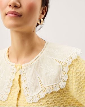 Monsoon Cary Lace Collar Cardigan Yellow - Metallic