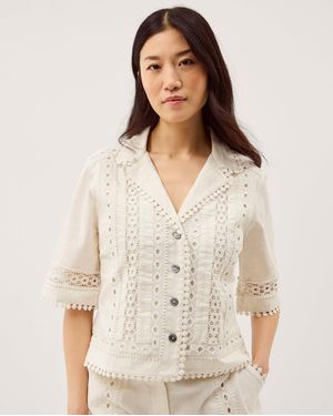 Monsoon Irina Lace Trim Shirt - Natural