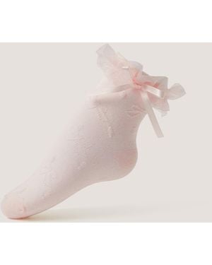 Monsoon Bow Frilly Socks Pink