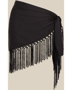 Monsoon Deyla Satin Fringe Shawl - Black