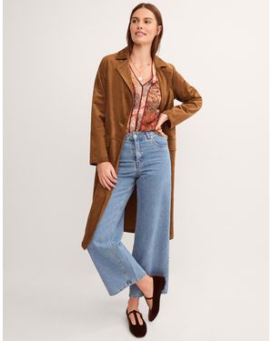 Monsoon Tove Faux Suede Coat Tan - Blue