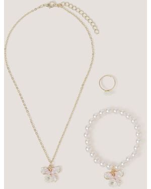 Monsoon Floral Butterfly Jewellery Set - Natural
