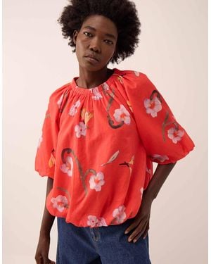Monsoon East Nessa Watercolour Floral Top Red