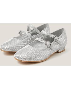 Monsoon Metallic Double Strap Flats Silver - Natural